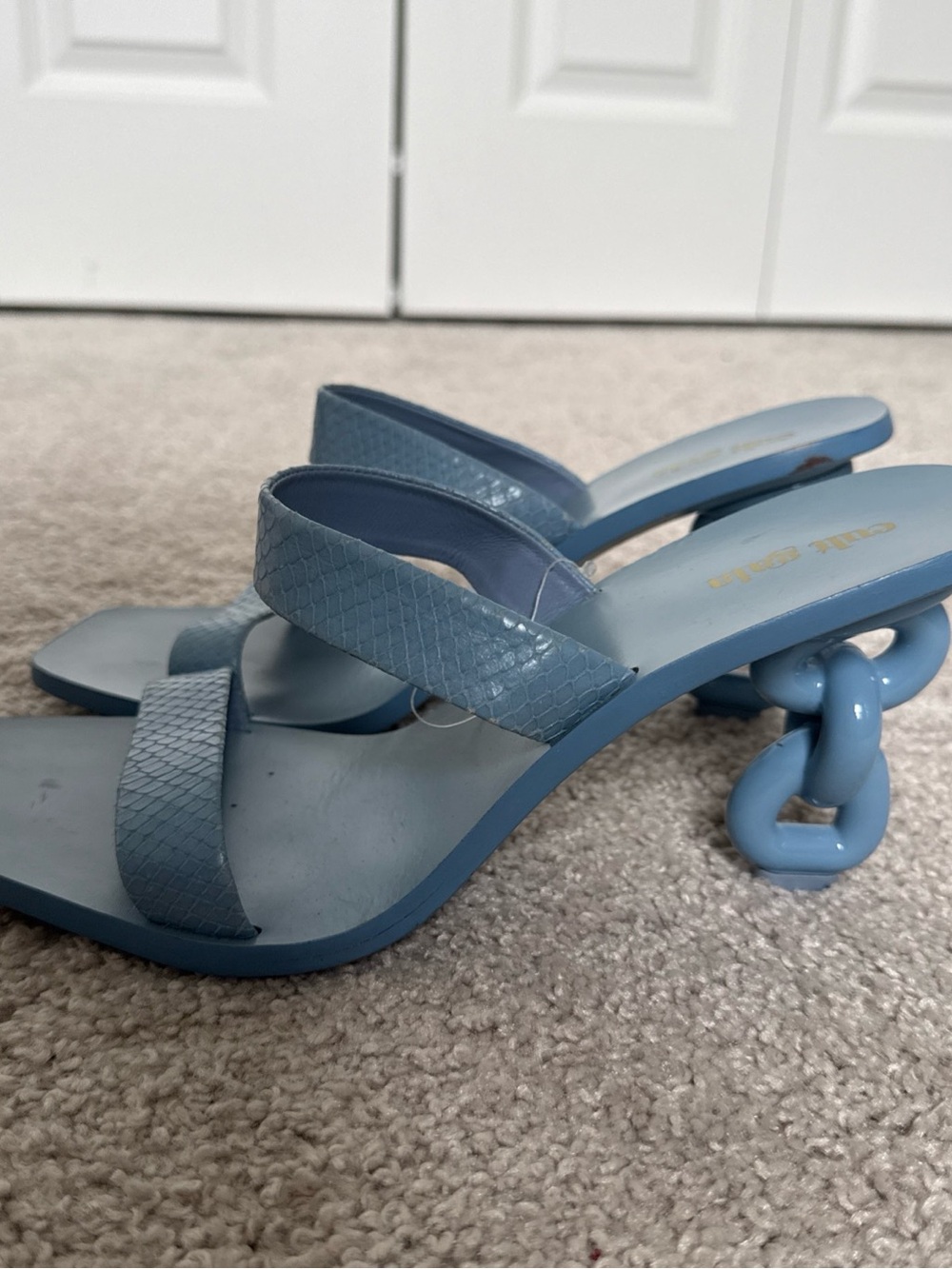 Cult Gaia Vivianne Sandals Baby Blue Snake Skin Straps Eu Size 40 Made in Brazil